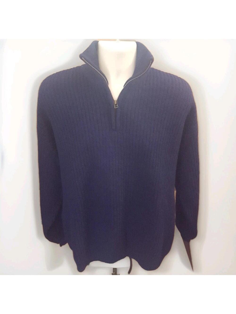 EUC Columbia Men's Wool 1/4 Zip Blue Sweater Cardigan Lined Warm Pullover